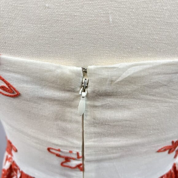 J Crew spaghetti strap embroidered mini cream and orange dress sz 2 - Picture 7 of 10